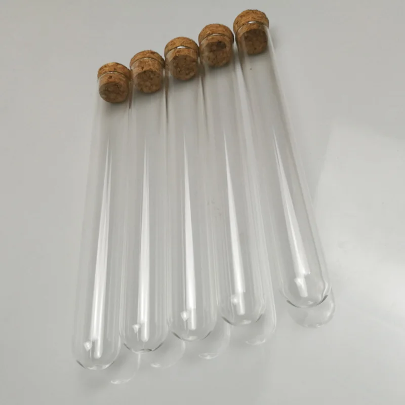 Tube à essai en plastique transparent avec liège, cadeau de faveur de mariage, tube GT, 20x150mm, 30ml, 50 pièces