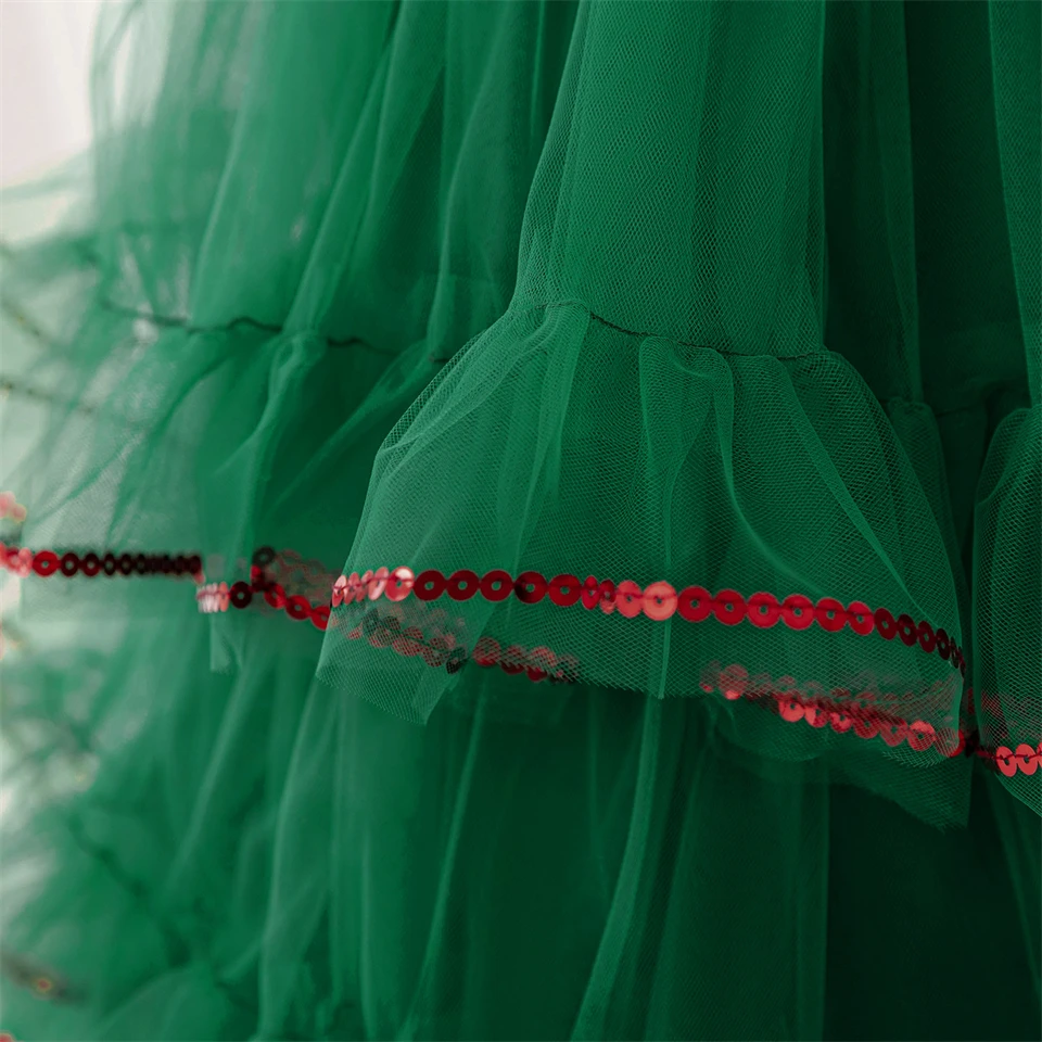 فستان بناتي على طراز شجرة الكريسماس ، فساتين أطفال ، كعك متدرج ، منفوش ، تول ، أنيق ، ملابس حديثي الولادة ، 1 ، 2 ، 3 ، 4 سنوات