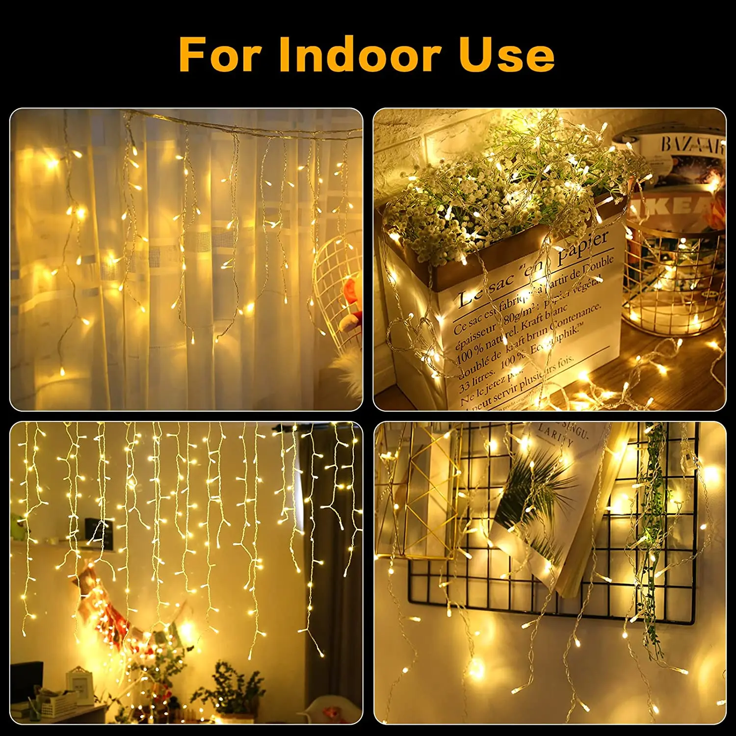 Christmas Decoration 2024 Festoon Led Icicle Curtain Lights Outdoor Droop 0.5/0.6/0.7M Street Garland On The House New Year Eve