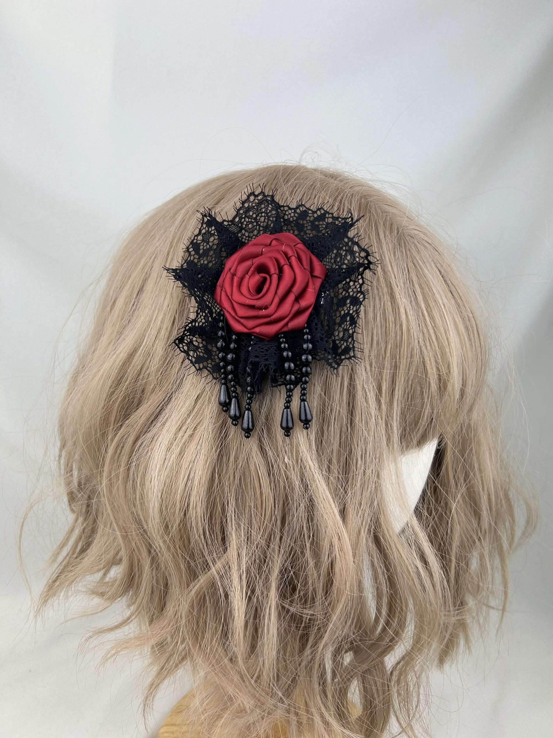 Gotische vintage kant handgemaakte Rose Haaraccessoires Y2K Pittige Meisjes lolita Cosplay Accessoire Droppshing