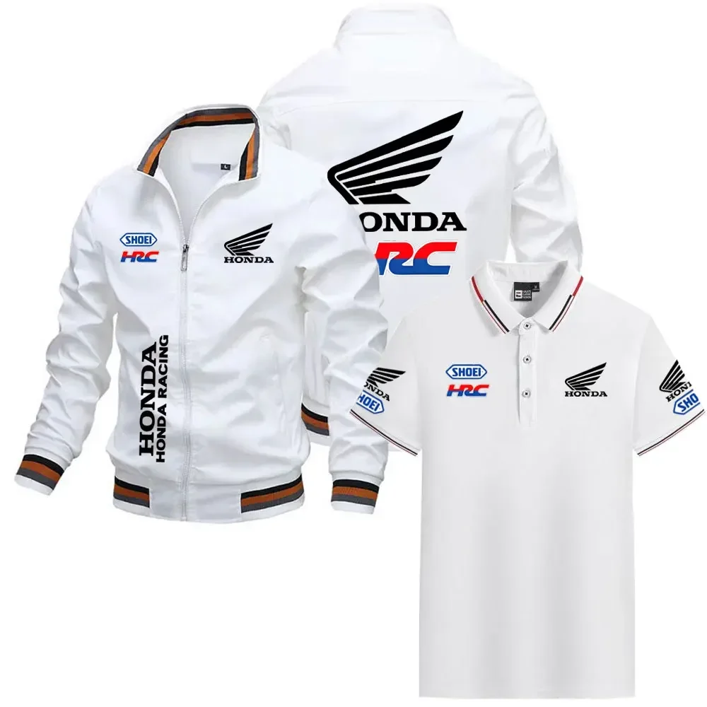 

Мужская куртка на молнии с короткими рукавами и футболка-поло Honda Racing, деловая повседневная спортивная одежда для езды на мотоцикле на открытом воздухе