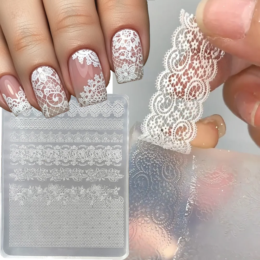 3D Relief Ultra-Thin Lace Silicone Nail Art Mold 83*65mm French Lacework Pattern Nail Stamping Hollow Rose Manicure Tools