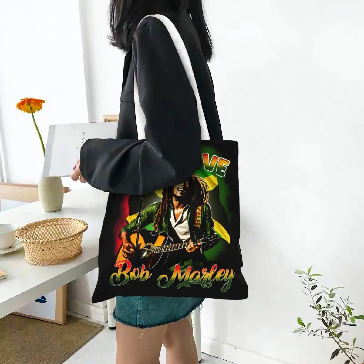 Женская Холщовая Сумка-тоут Reggae Rasta Bob Marley One Love Merch, простой стиль, растафарийский Лев Иуды, трендовые сумки Handbang