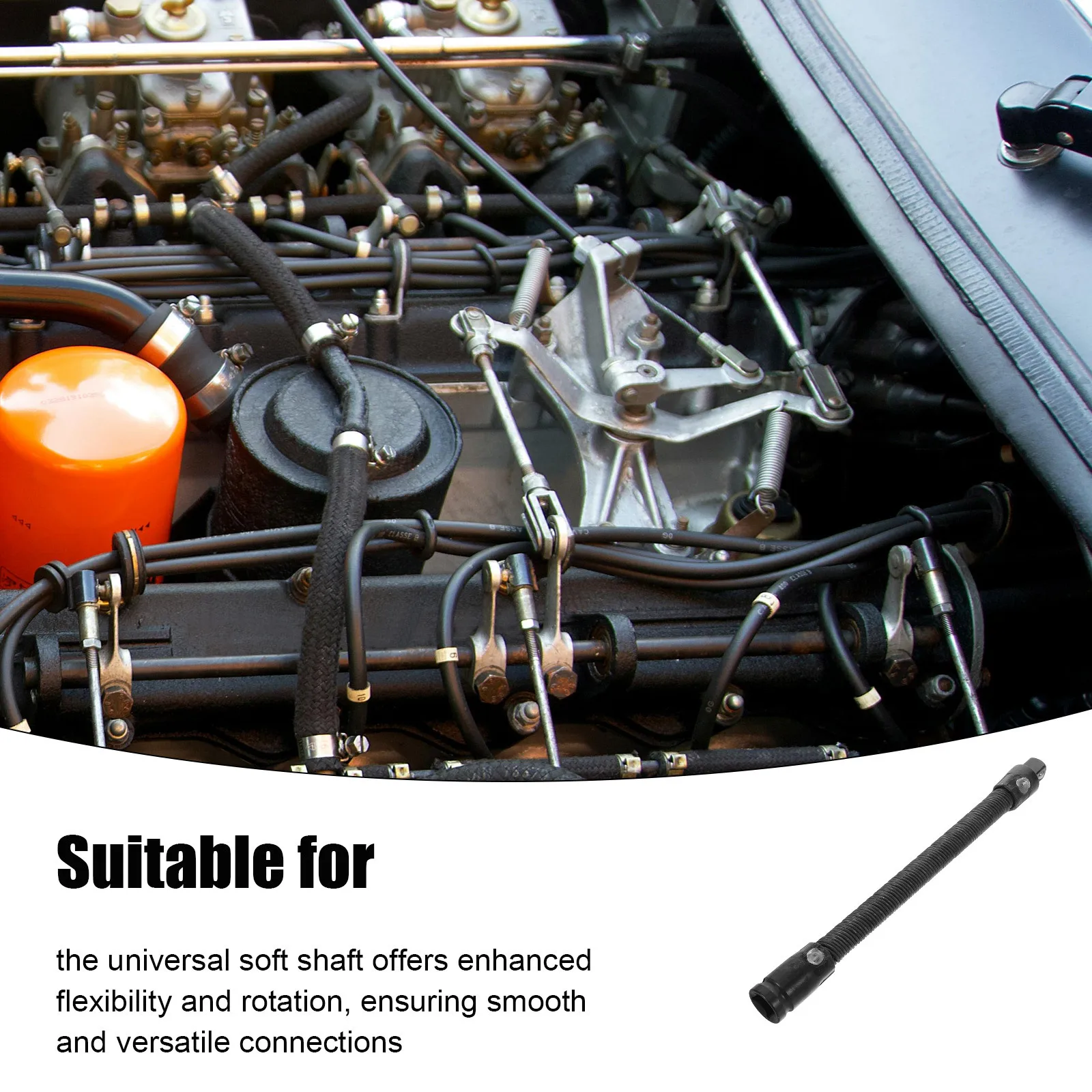 شريط تمديد المقبس المرن 12 بوصة تصميم ناعم قابل للانحناء لتمديد محول المقبس المرن الميكانيكي