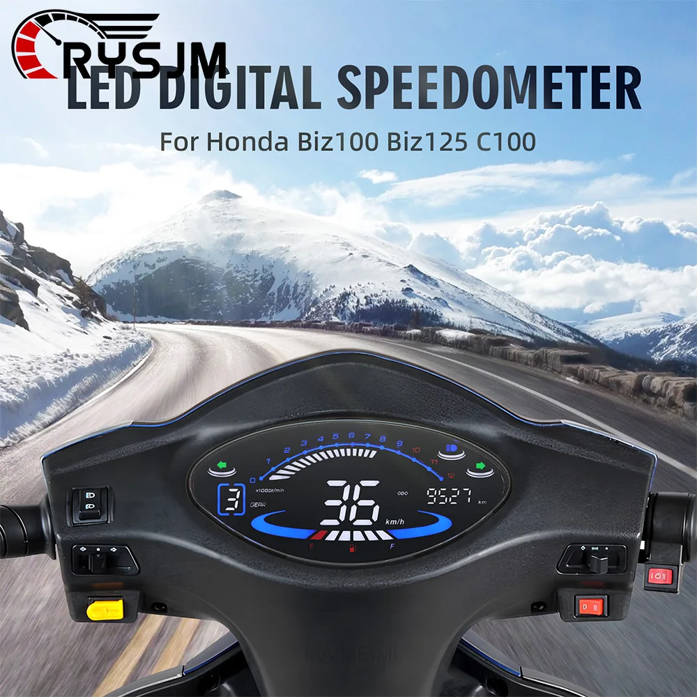 SS สําหรับ Honda Biz100 Biz125 C100 บราซิล Tablero รถจักรยานยนต์เมตร Speedometer RPM Dashboard LED ดิจิตอลวัดระยะทางความเร็ว Moto Gauge