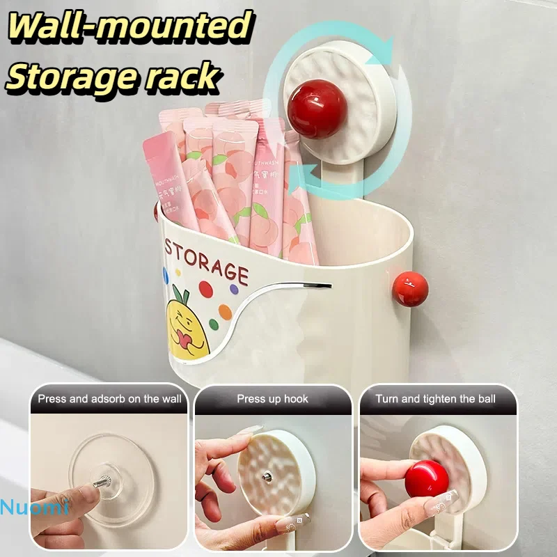 

Wall-mounted bathroom storage rack Suction Cup Face Towel Storage Basket Punch Free Washcloth Storage Box Drainable Removable