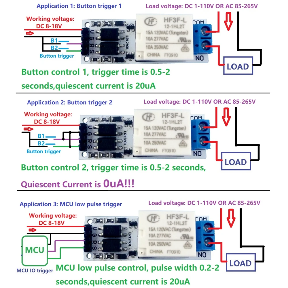 DC 12V 10A Magnetic Latching Relay Module Zero Power Hold Switch Bistable Self-locking Board for LED Motor CCTV PTZ