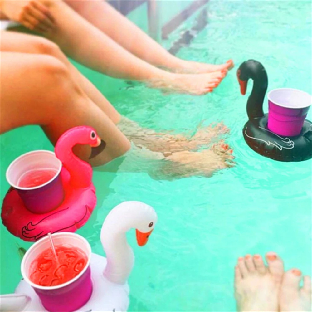 Inflatable Cup Holder Unicorn Flamingo Swan Mini Drink Holder Swimming Pool Float Bathing Pool Toy Bar Coasters Party Decoration