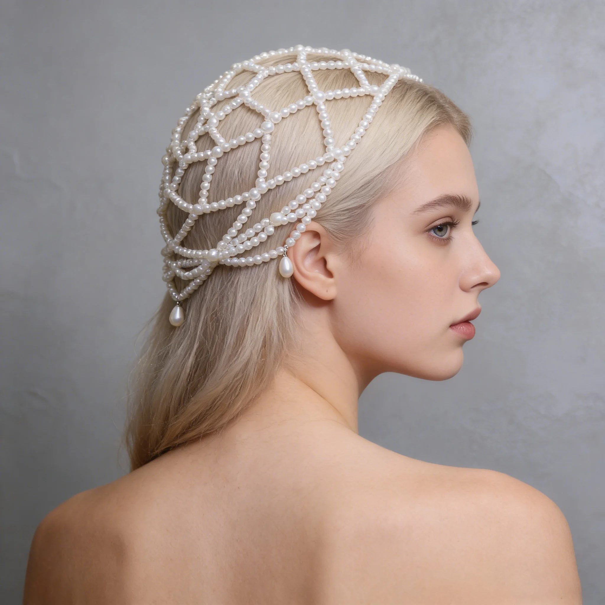 

Fashionable Mesh Hair Accessories, Fully Handmade Pearl Headpiece Chain, Bridal Headpiece, Tassel Fashion Hair Chain