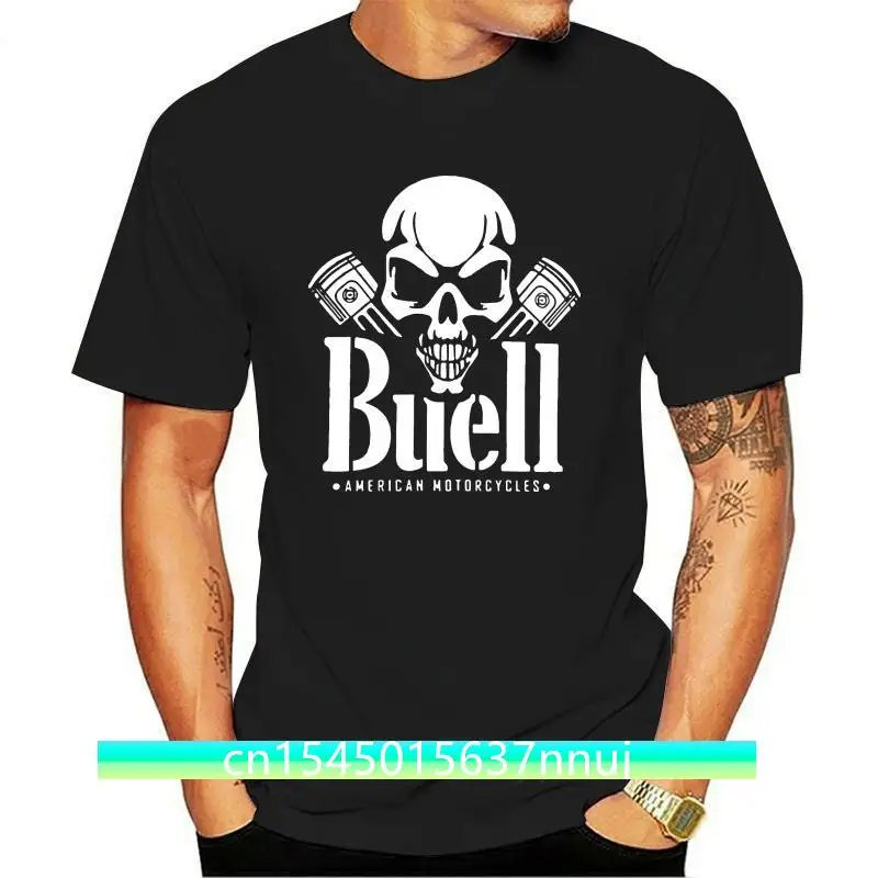 New Cool BUELL Americano Moto SKULL PISTONE Regalo di Stampa T-Shirt Hip Hop Tee T Shirt NUOVE magliette di ARRIVO causale