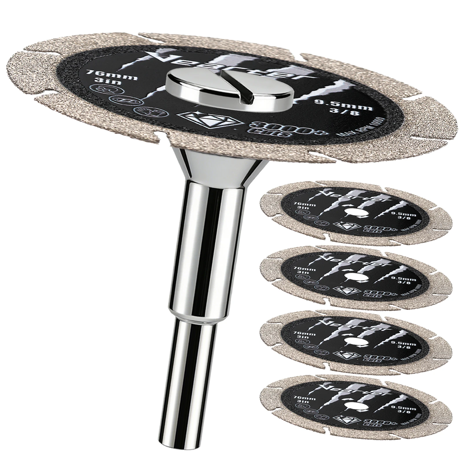 

Vearter Diamond Cut Off Wheel 5PCS, 76mm Cutting Disc Set with 6.35mm Shank , Cutting Blades for Iron, Steel, Metalworking