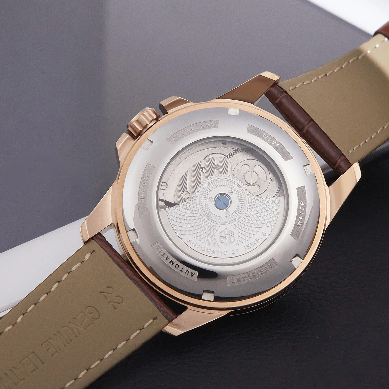 CASENO 2026 Men's Luxury Fully Automatic Mechanical Watch Luminous Leather Waterproof Flywheel 2073G Top New