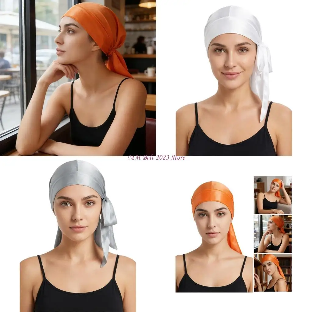

49ME Women Durag Head Wrap Headwear African Color Hijab Soft Breathable Turban