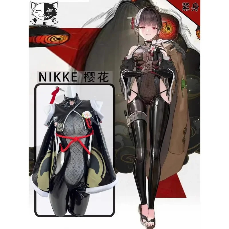 NIKKE The Goddess of Victory Anime Cosplay Sakura Cosplay Costumes for Women Sakura Kimono Sexy Tights Mesh Suit