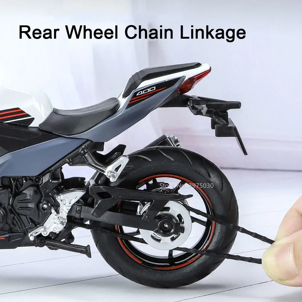 1/12 Gelegeerd Model Speelgoed Kawasaki Ninja 400 Metalen Diecast Motorfiets Met Geluidslicht Achterwielophanging Decoratief Speelgoed Cadeaus Voor Jongens