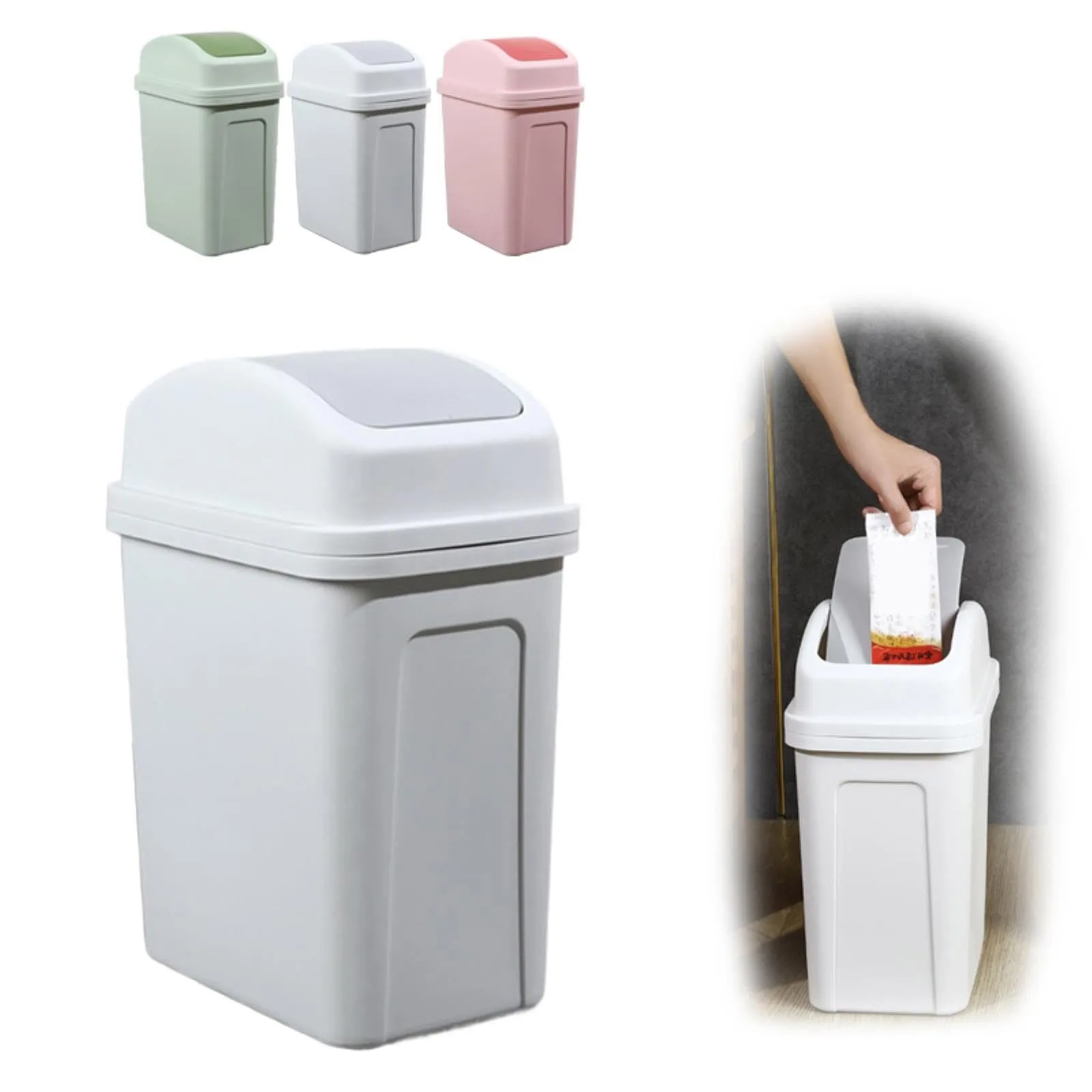 Kitchen Trash Can Plastic Swing Top Garbage Buckets Creative Covered Kitchen Living Room Trash Can Flip Sundries Buckets