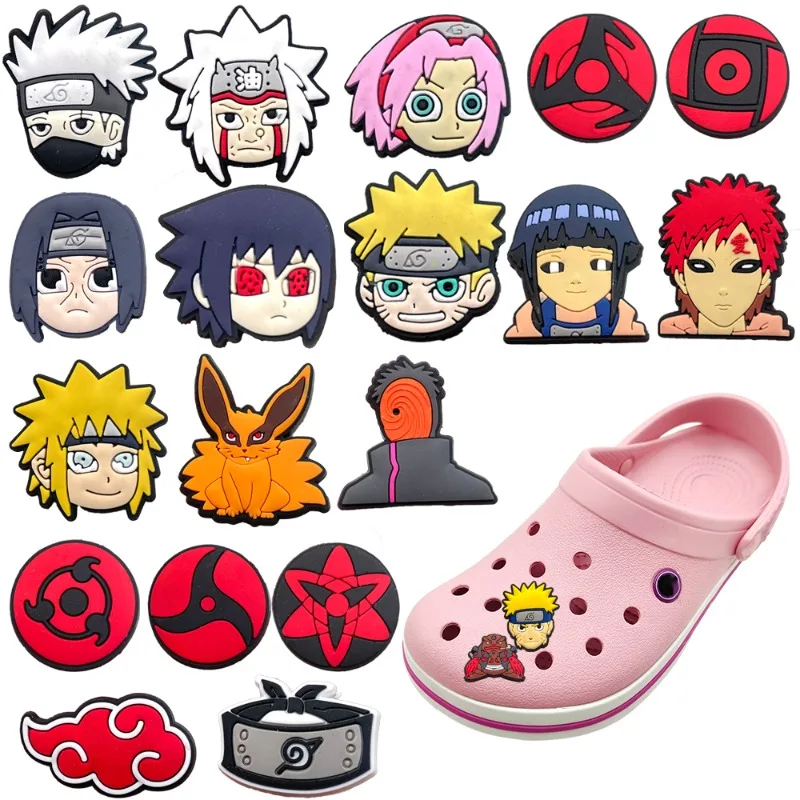 NARUTO Uzumaki Naruto Uchiha Sasuke Gaara Cartoon Detachable Shoe Flower Creative 2D Anime Peripheral Shoe Buckle Decoration