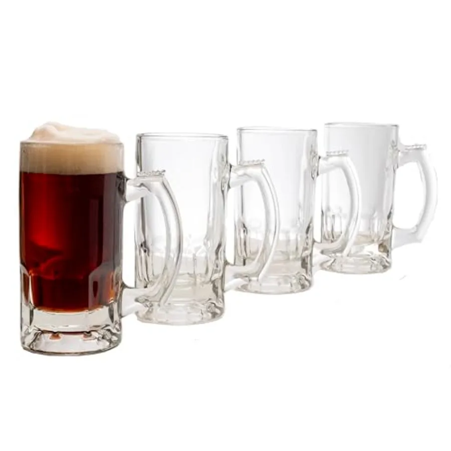 

Набор стеклянных пивных кружек Craft Brews, 4 штуки, для подачи элей и лагеров, винтажные стеклянные кружки для пива, пригодные для заморозки.