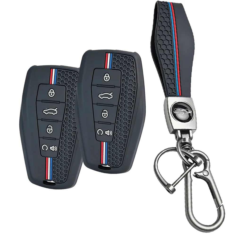 Silicone Key Cover For Geely Coolray Emgrand GT GS S Monjaro Atlas Pro Azkarra Okavango Tugella With Wrist Strap And Carabiner