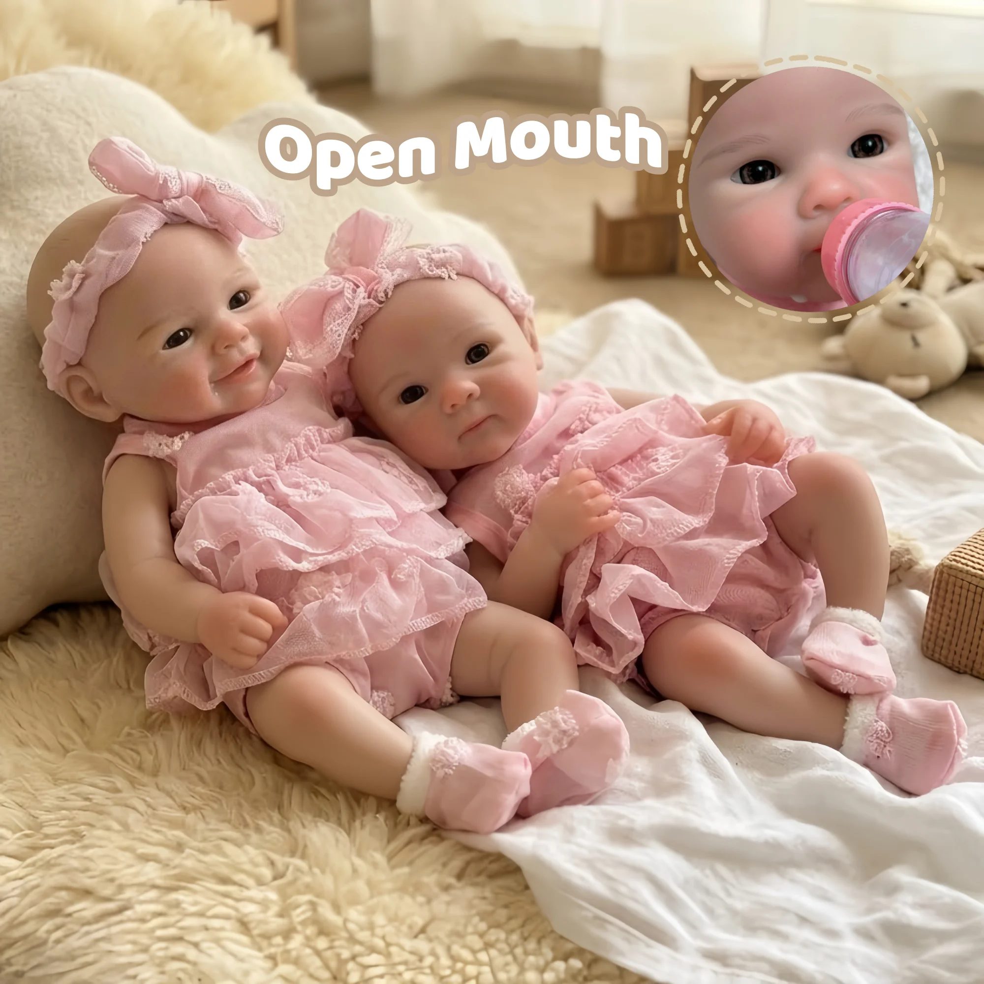 

13-дюймовые (33 см) силиконовые куклы-реборны для девочек с открытым ртом, моющиеся, с росписью, идеальные подарки, куклы-реборны из силикона.