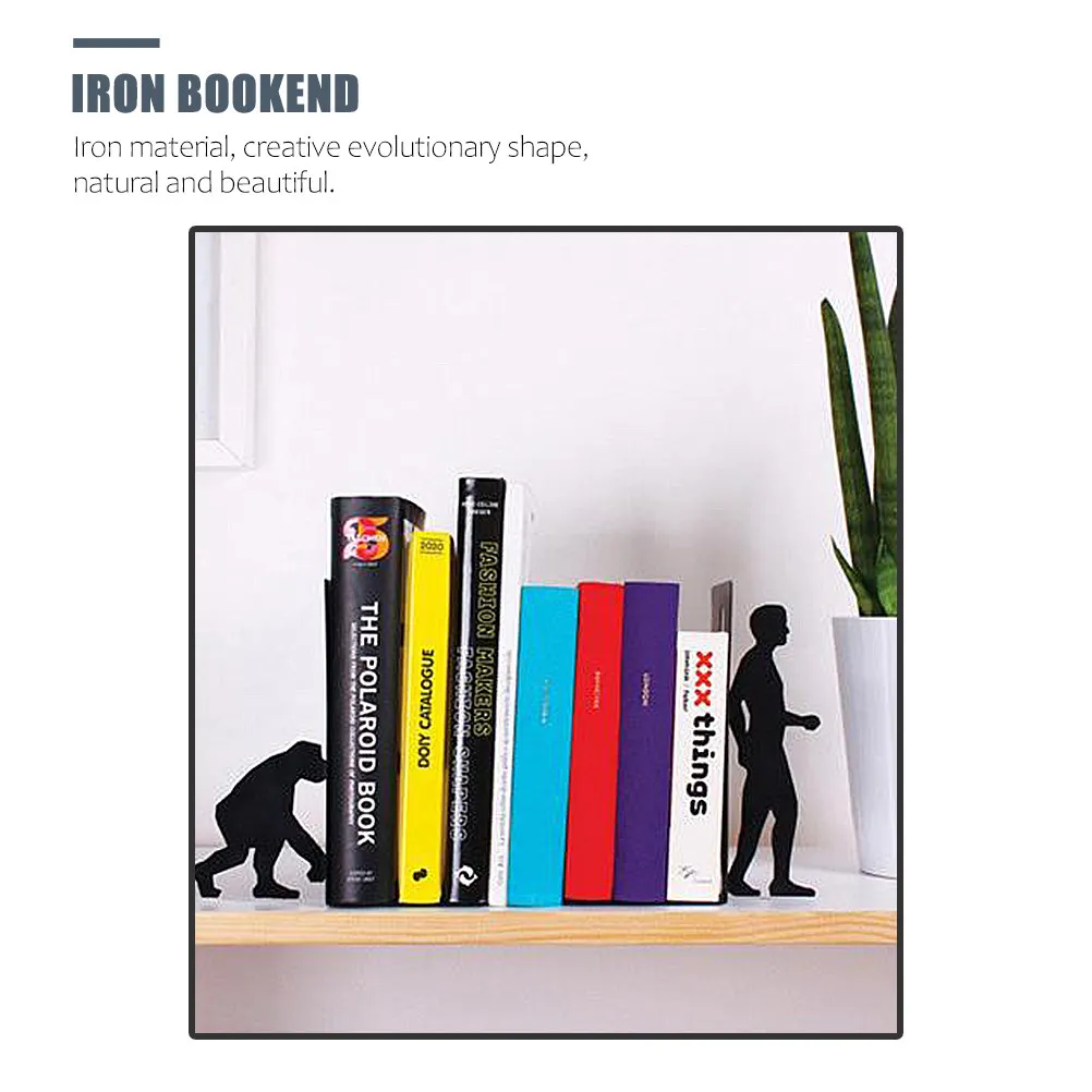 

1Set Metal Bookend Strong Premium Iron Book Stopper for Shelves Desktop Organizing Books Creative Household Office Supply Decor