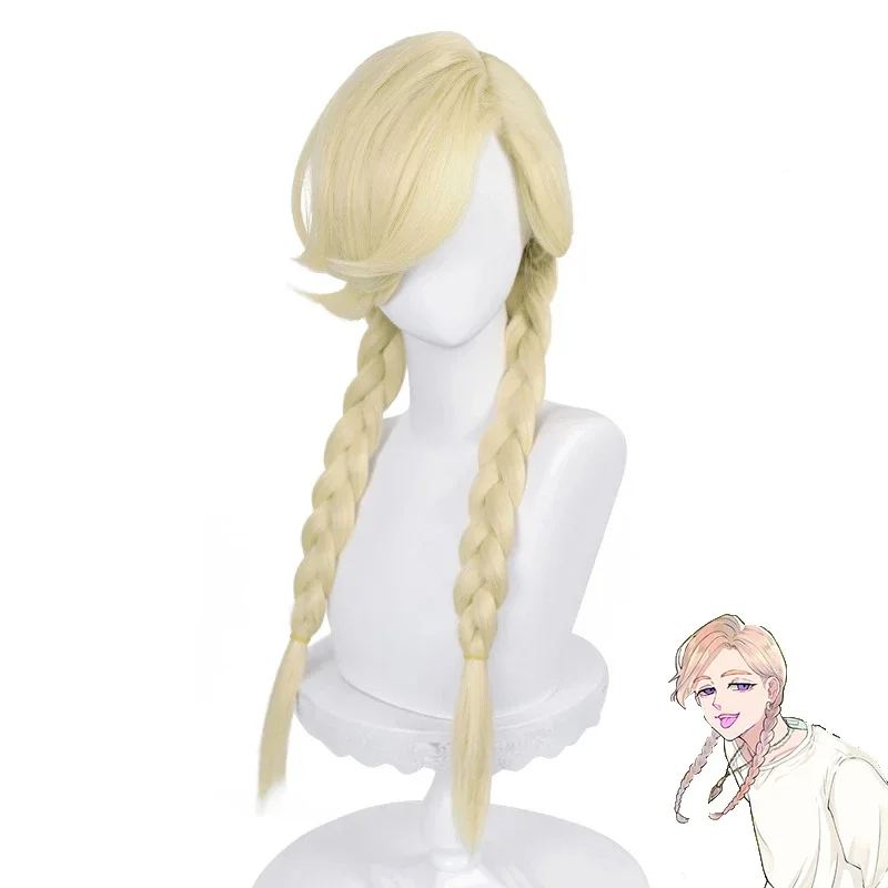 Anime Tokyo Revengers Haitani ran Haitani Rindo cosplay wig Tenjiku Rokuhara Peka golden double twist braid hair wig wig cap