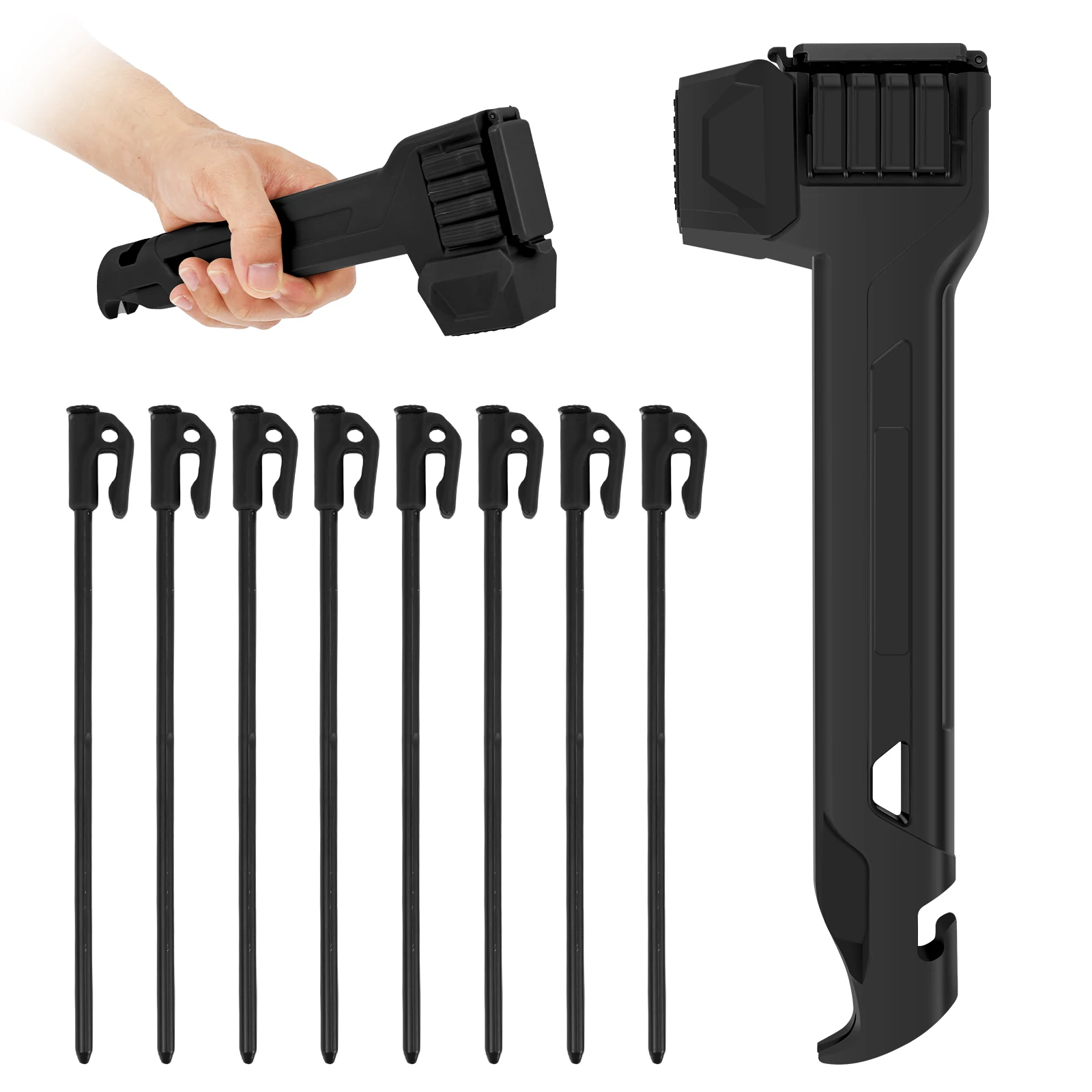 8Pcs Outdoor Multi-functional Tent Floor Hammer Portable Camping Hammer Camping Tool Hammer Head Is Enlarged and Anti-lost