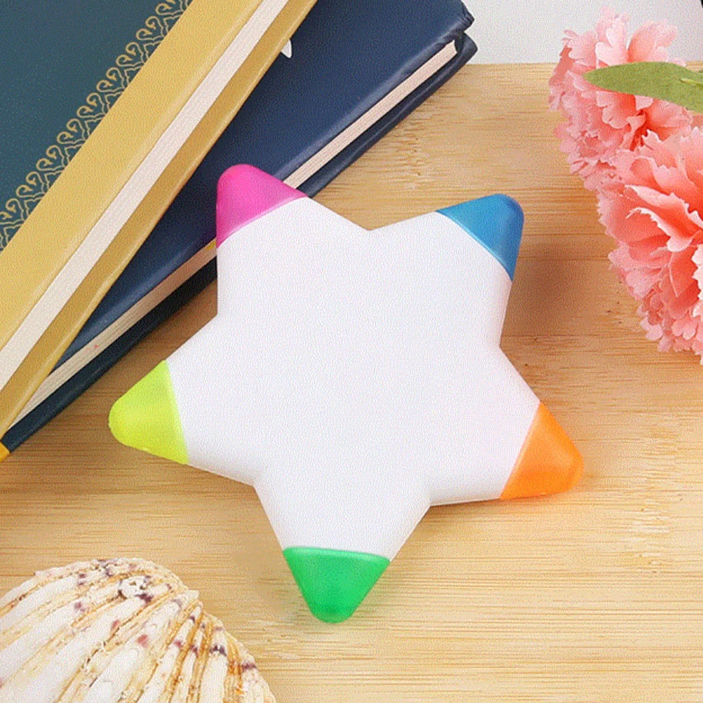 Five-color Petal Brush Chalk Pens Mark Star Shape Students Stationery for Plastic Highlighter Writing Highlighters Marker