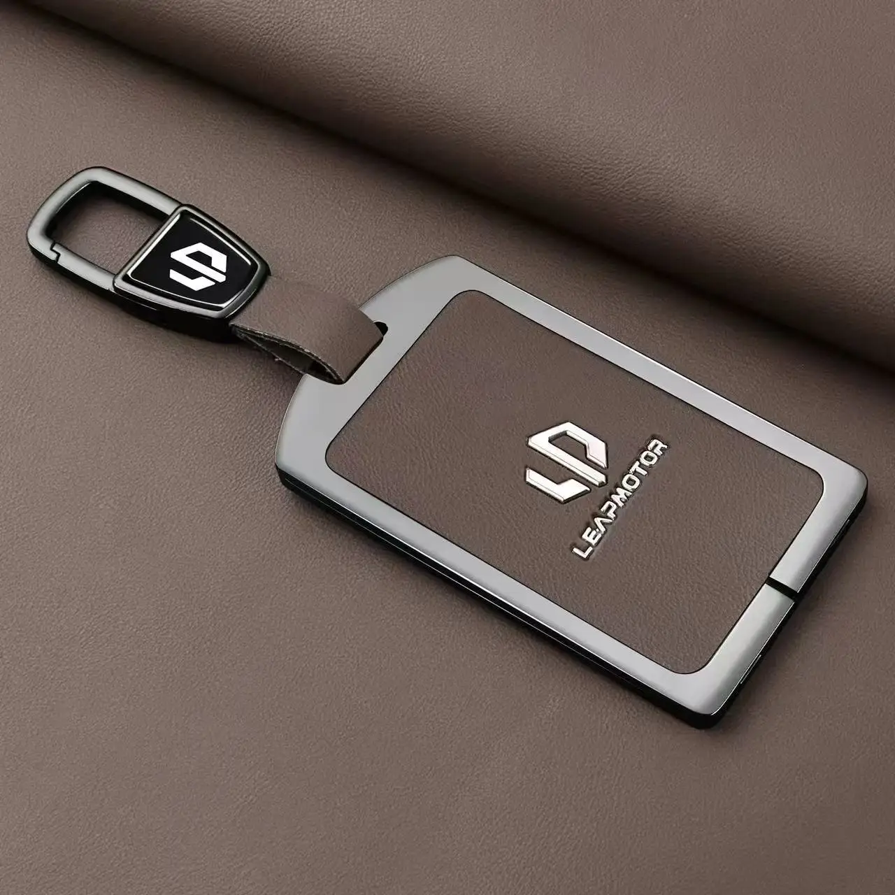 Autozubehör Zinklegierung Leder Schlüsselhülle für Leapmotor C10 C11 C16 Schlüsselschutzabdeckung Halter Kette Schale Dekorationen Schnalle – Detail 3