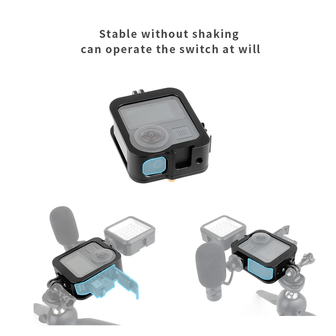 Custodia protettiva telaio gabbia 1/4 supporto per GoPro Max 360 fotocamera panoramica aggiornamento microfono esterno guscio in alluminio CNC