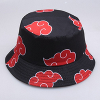Red Cloud Print Cotton Bucket Hat for Men Women Wide Brim Sun Protection Adjustable Outdoor Summer Beach Cap Casual Streetwear