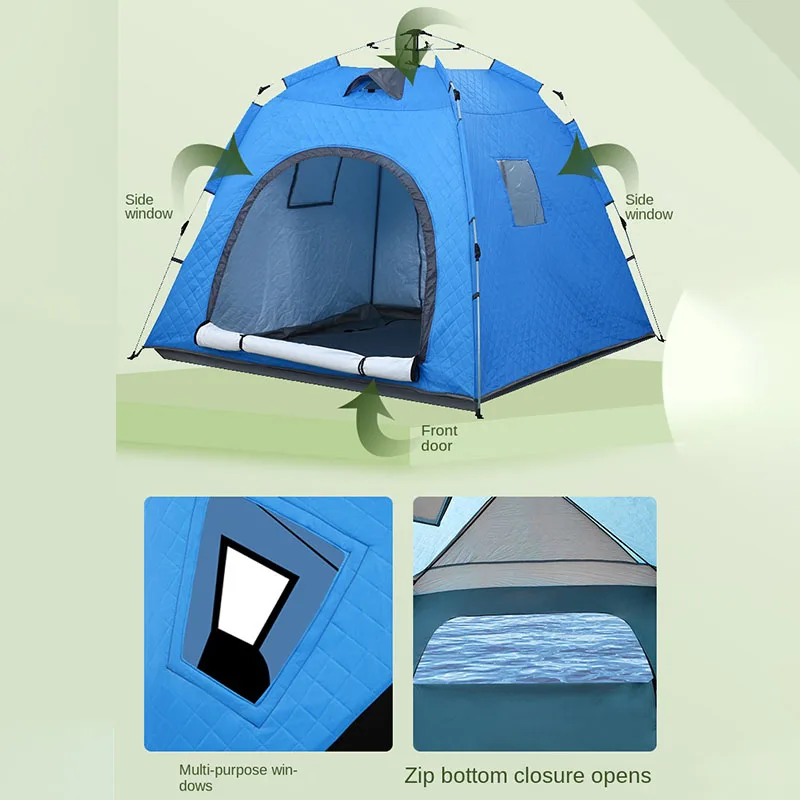 Quick Automatic Opening Camping Tent, Outdoor Tent, Thickened, Warm, Fishing, Camping Equipment, Portable, Winter, 3-4P