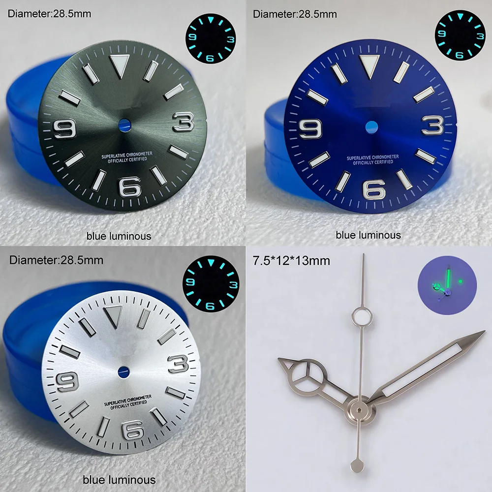 28.5mm Sunburst 3-6-9 NH35 S Logo Dial Explor_er S Dial Fit Japanese NH35 Automatic Mechanical Watch Modification Accessories
