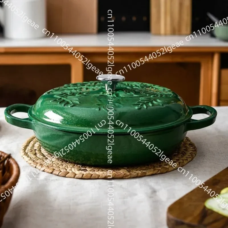 26cm Cast Iron Enamel Pot Stew Pot Multi-functional Household Soup Pot Non-stick Pan Induction Cooker Universal