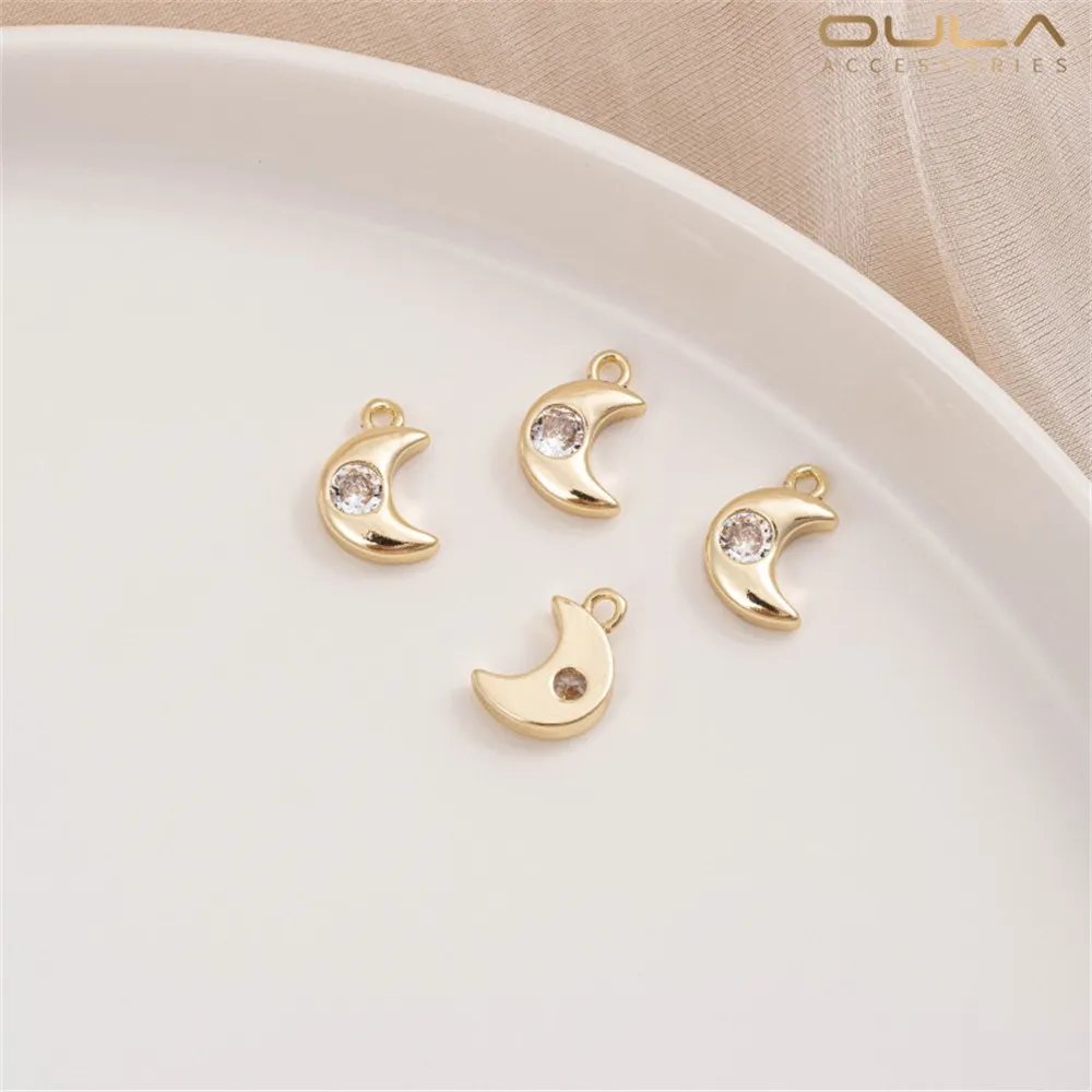 

1PCS 14K Gold-plated Zircon Small Pendant with Stars, Moon, Heart and Five-pointed Star Shape Diy Jewelry Pendant