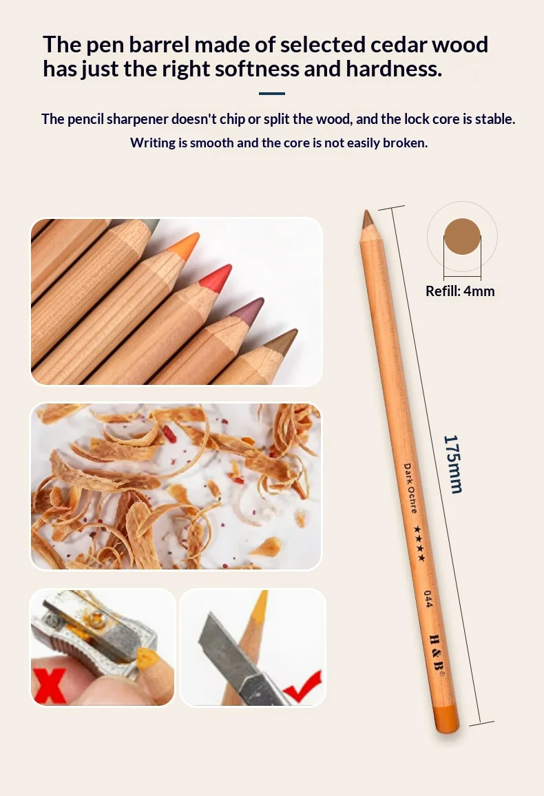 H&B 24-Farben Kreide-Pastell-Porträtstifte Wasserlösliches Hautfarben-Set 4mm Kerne Reichhaltige Pigmente für professionelle Künstler und Illustratoren – Detail 4