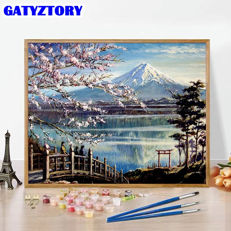 GATYZTORY 40*50cm Frame Painting By Number Landscape Kit Drawing On Canvas Diy Pictures Handpainted Home Decoration Gift