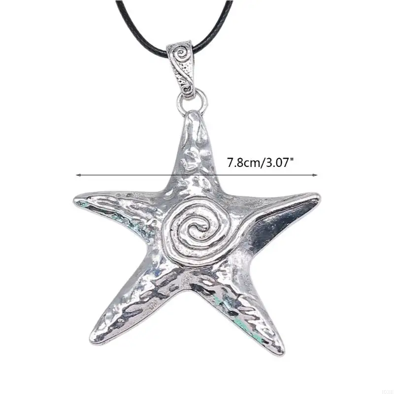 HX6F Punk Gothic Y2K Exaggerate Star Charm Clavicle Chain Wax Rope-Jewelry-Decor