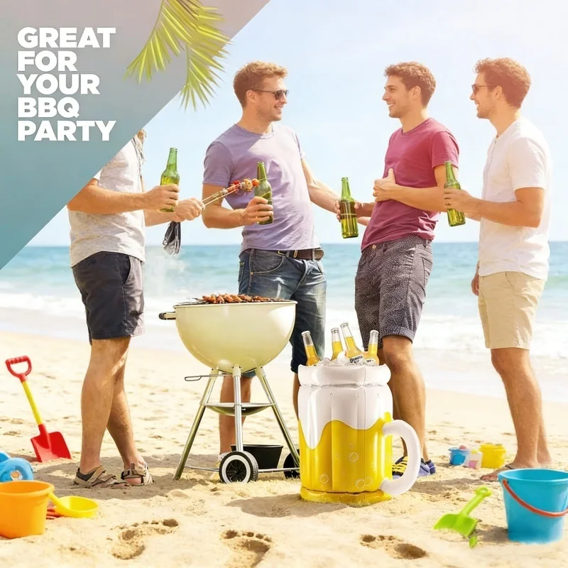 Summer of 2026 PVC Inflatable Ice Bucket Beer Cooler Perfect for Pool Beach BBQ Outdoor Birthday Celebrations