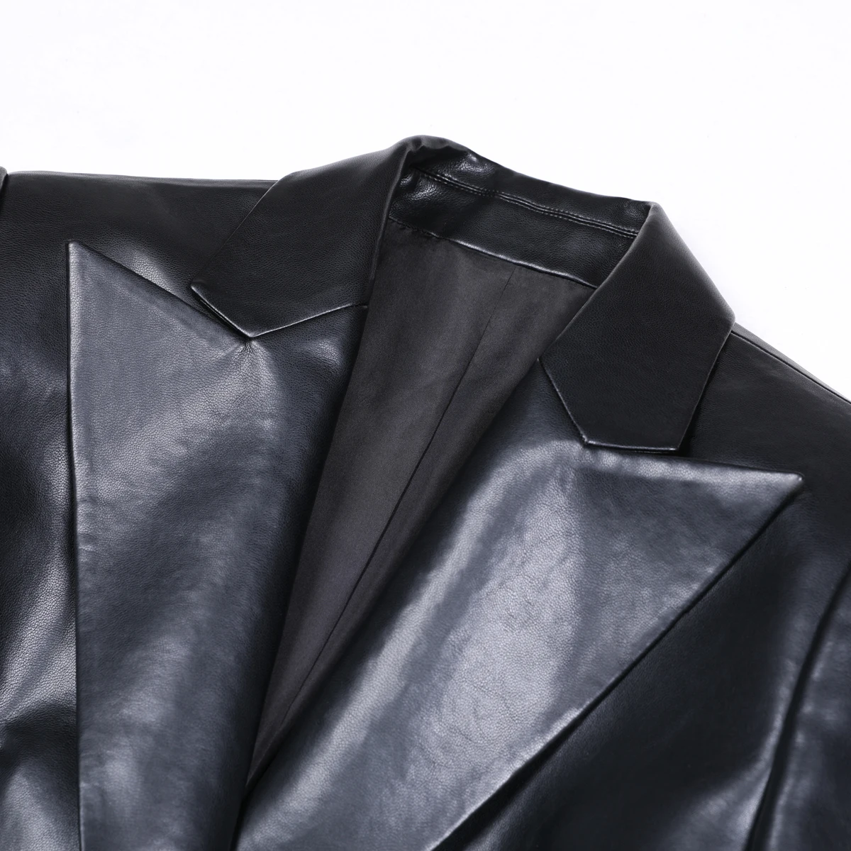 High Quality New Fashionable Soft Pu Leather Fabric With Two Button Lapel, Long Sleeved Slim Fit Commuter Women's Suit Jacket