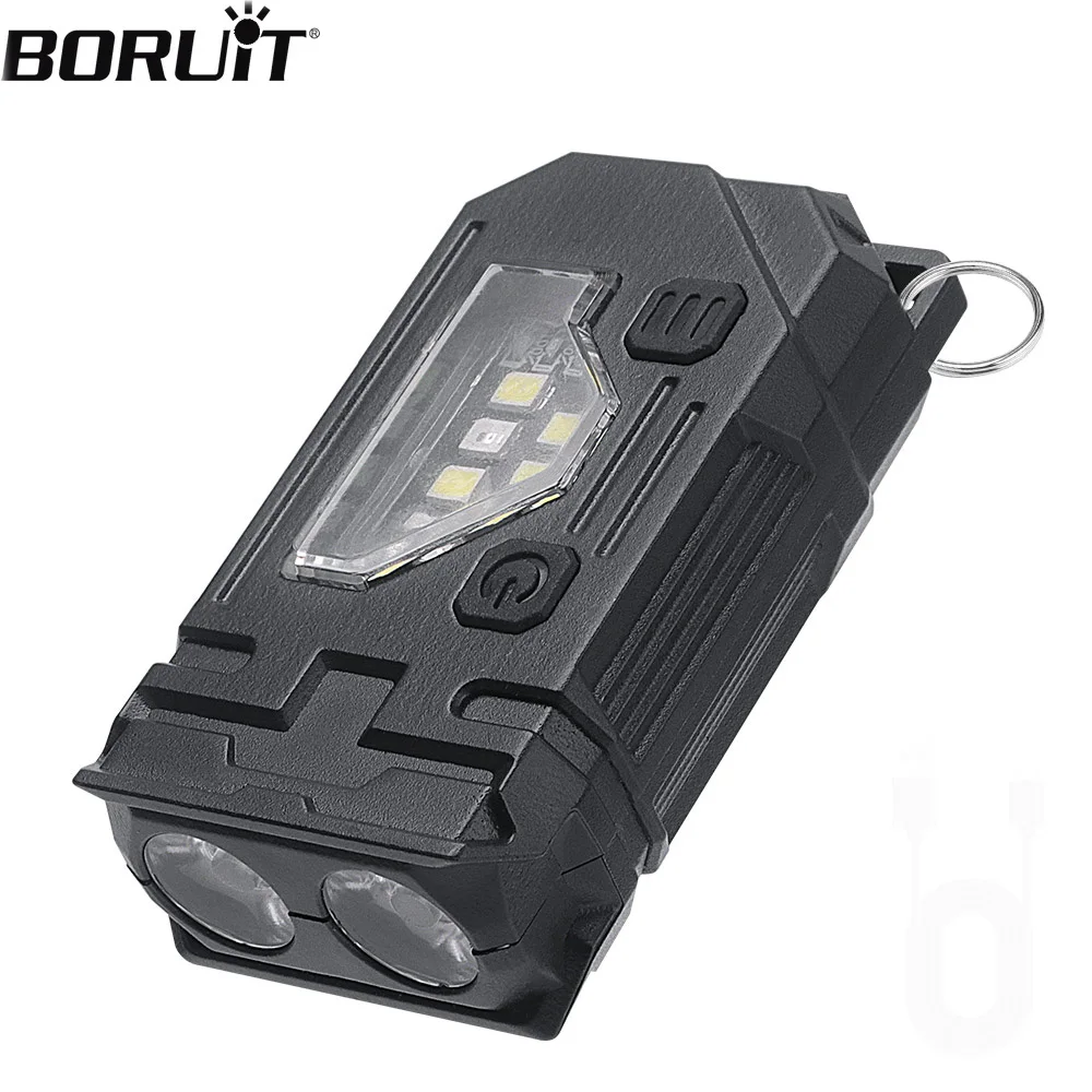 

BORUiT Мини-светодиодный фонарик-брелок 400LM USB C Перезаряжаемый портативный маленький фонарик с магнитом Карманный фонарь для кемпинга