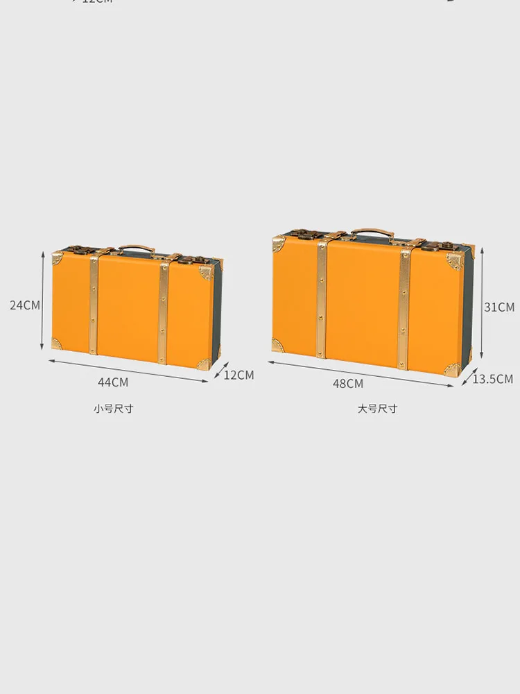 Customized Retro Suitcase Travel Leather Luggage Storage Box Photography Wooden Box Decoration Display Props Suitcases Ornaments