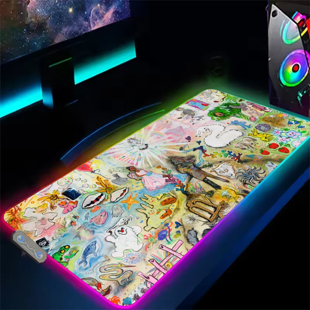 Rapper B-Bladee Cold Visions S Mouse Pad RGB LED Light Non-Slip Rubber Base Waterproof Office PC Home Best Price Desk-Mat USB La