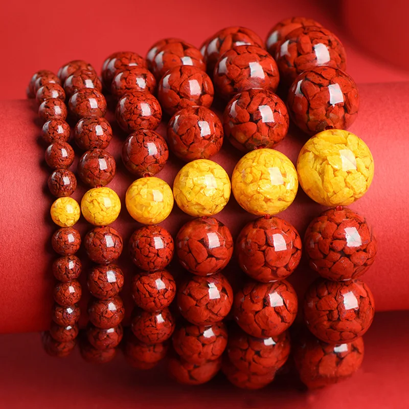 

Natural Jadified Sand Ore Red Men and Women National Style Bracelet Official Flagship Store
