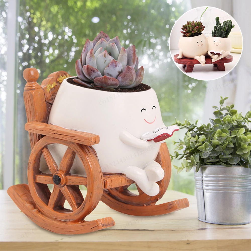 

Swing Flower Container Cartoon Flowerpot Creative Wall Hanging Pot Head Planter Multifunctional Home Garden Patio Accessories