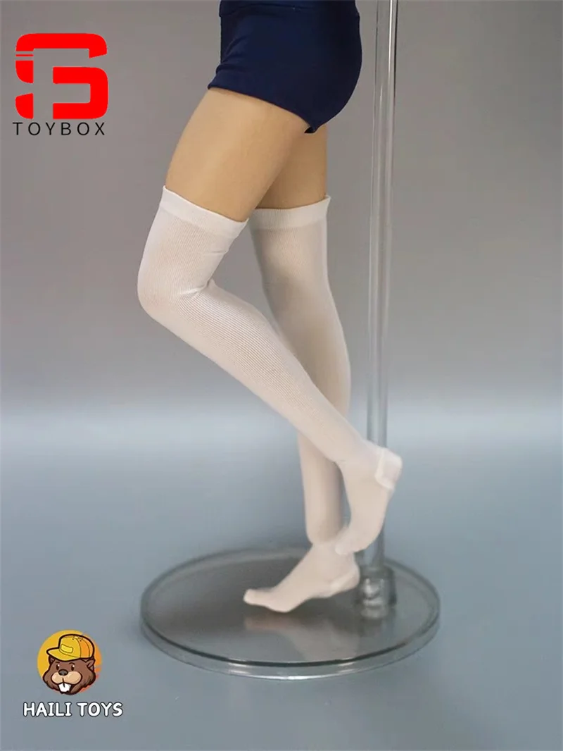 HAILI TOYS 1/6 Kobiece czarne białe krótkie skarpetki na kolanach Akcesoria odzieżowe Model pasuje do 12-calowej figurki żołnierza