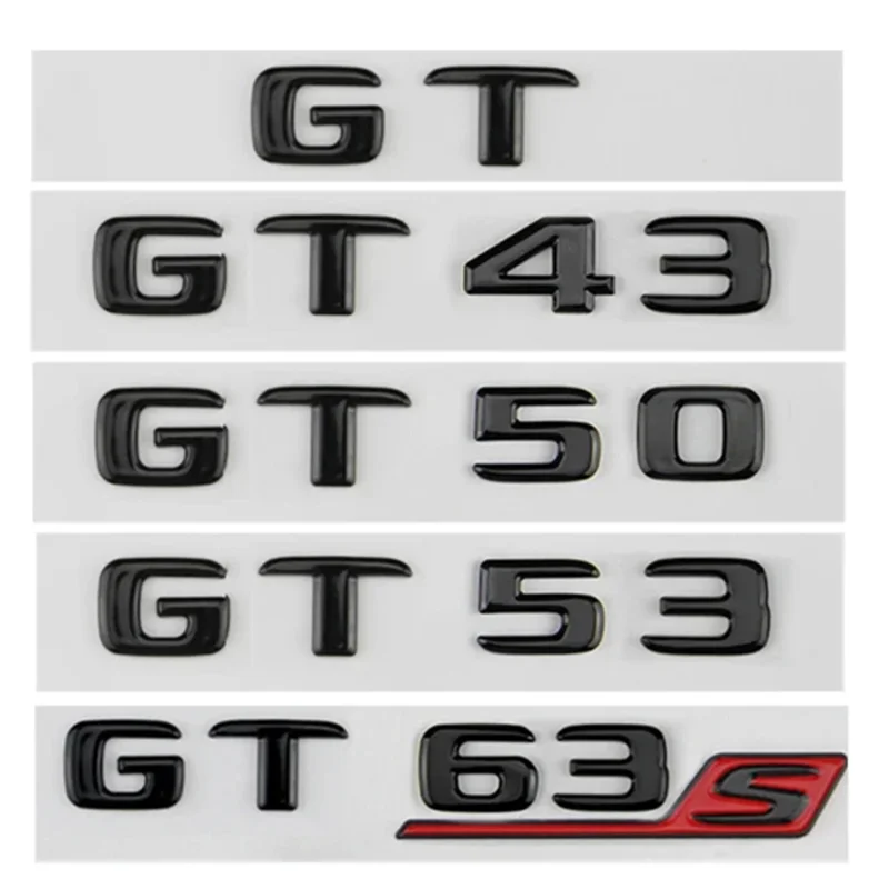 ABS Chrome Glossy Black Letters Car Rear Trunk Badge Logo Emblem For Mercedes GT GT43 GT50 GT53 GT63S AMG C190 Auto Accessories