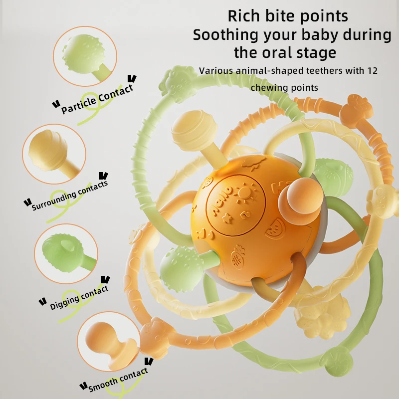 استيعاب الكرة معجون أسنان الطفل سيليكون يمكن أن يضطم ألعاب طحن الأسنان اليدوية المضادة للأكل #5