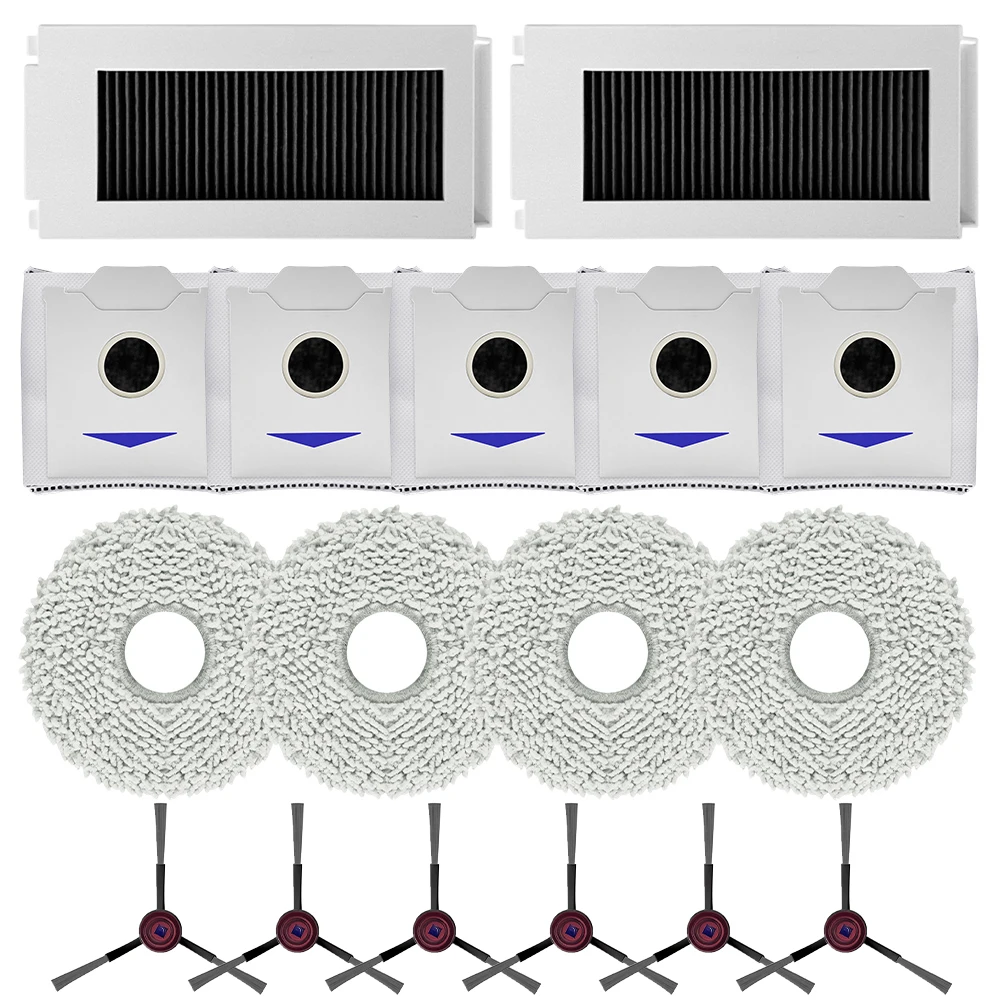 Cleaning Performance Boost Filter Mop Cloths and Side Brushes for Ecovacs For Deebot N30 For OMNI Robot Vacuum