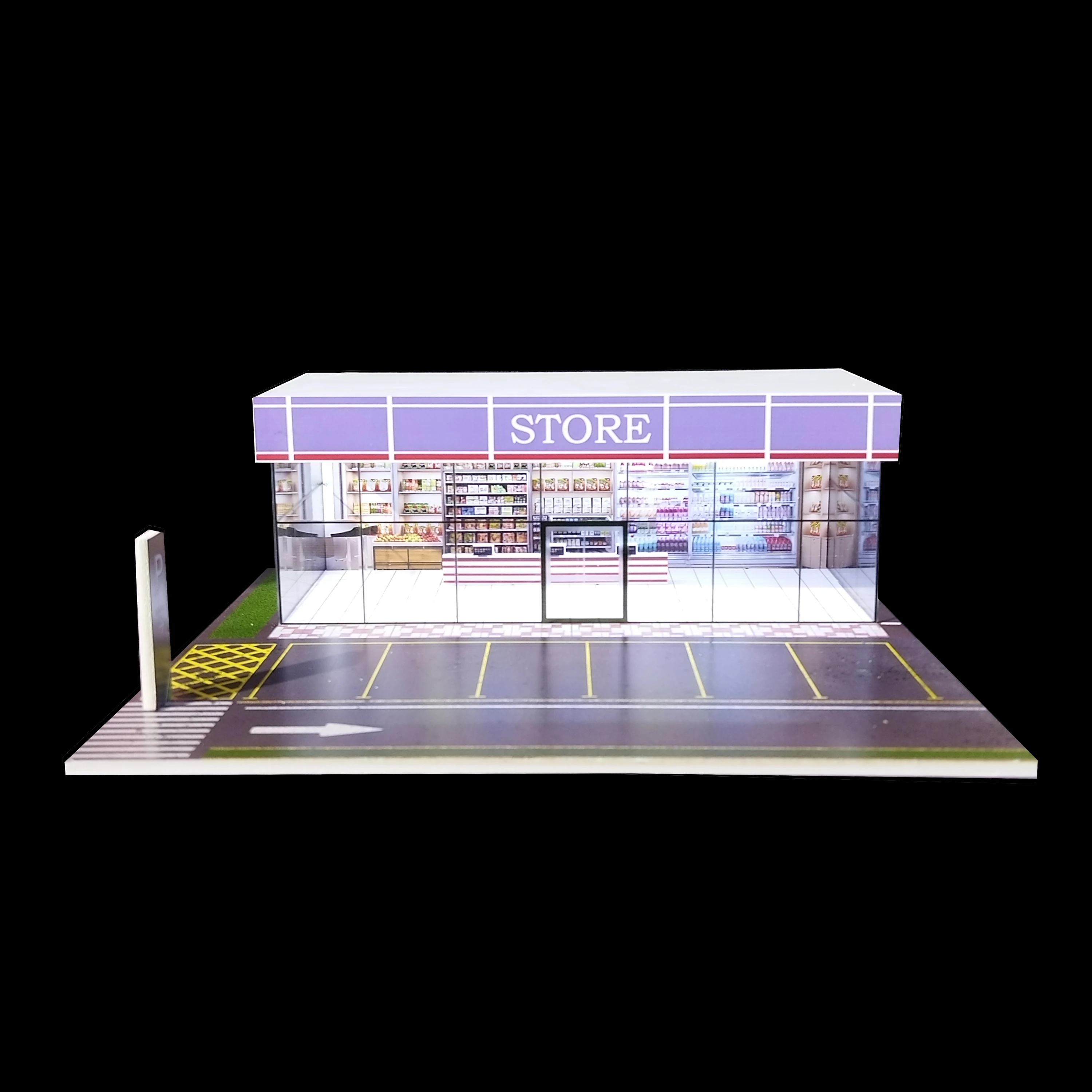 Esquirla Moule de garage de voiture à l'échelle 1:64 avec LED moulé sous pression pour affichage de voiture anti-poussière - Accessoire de collection de voitures moulées sous pression, marron